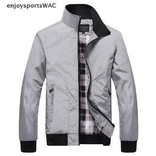 [enjoysportswac] chaquetas casuales abrigos de color sólido para hombre ropa deportiva cuello de pie chaquetas delgadas [caliente]