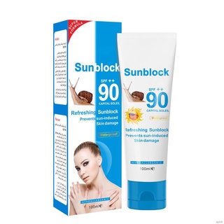 Caracol protector solar SPF90 PA++ protección UV refrescante impermeable protector solar crema 100g
