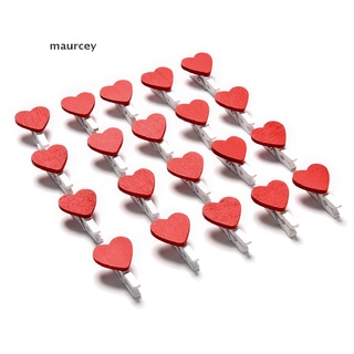 maurcey 20 piezas elegantes de madera roja amor corazón clavijas de papel fotográfico clips de decoración de boda artesanía mx (2)