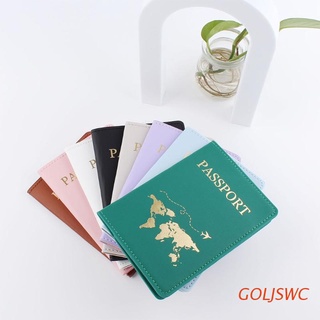 GOLJSWC PU Cuero Pasaporte Titular Mapa Del Mundo Delgado Personalizado Cartera De Viaje Regalo