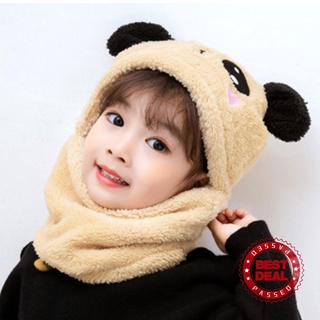 Babero De terciopelo para niños protección De orejas capucha Panda Integrado N9A7