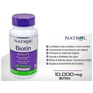 Biotina Natrol Fortalecimiento de Cabello y Uñas 100 Comprimidos (2)