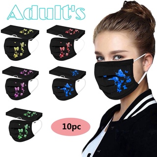10 máscaras protectoras desechables con estampado de mariposa para adultos (rncids.mx)