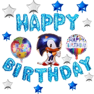 Sonic the Hedgehog globo conjunto de globos de película de aluminio Sonic globo carta de cumpleaños película de aluminio globo conjunto de fiesta de bebé