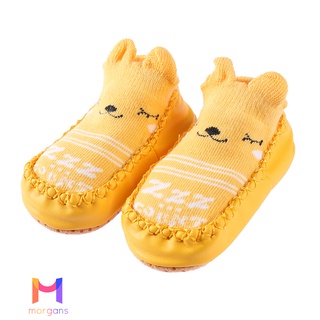Zm/baby bebé de dibujos animados interior piso antideslizante zapatos calcetines (oso amarillo 12 cm) -