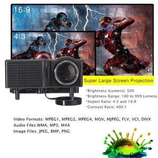 Uc28 + Mini proyector LED portátil cine en casa VGA/USB/SD/AV USB (7)