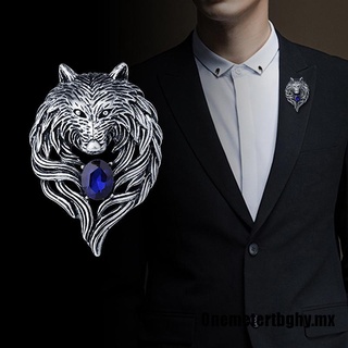 [Onemetertbghy] broche de lobo de Animal Vintage con pedrería de diamantes de imitación broches de insignia para hombres