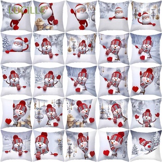 LUCILLE Los 45x45cm Funda de almohada Impreso Decoración De Sofá Para El Hogar Fundas de colchón Monigote de nieve Sofá cama Descanso de oficina Feliz Navidad Regalos Navidad Navidad Papá Noel Decoraciones de navidad