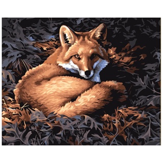 16 x 20 Inch DIY Oil Painting on Canvas Paint by Number Kit Animal Deer Bird Fox Pattern for Adults Kids Beginner Craft Home Wall Decor Gift Frameless