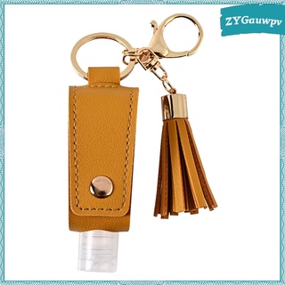 Travel Bottles Keychain Holder 30ML Empty Squeeze Bottles Hand Sanitizer Carrier Leather Keychain Refillable Container