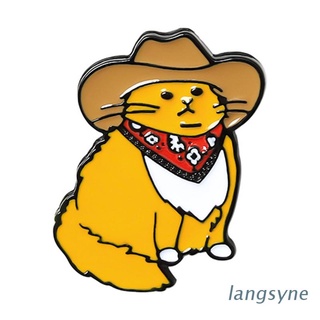 LANG lindo de dibujos animados occidental vaquero estilo gato broche día de los niños regalo para niños