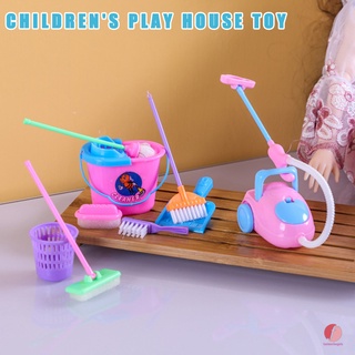 9 pzs/juego mini cepillo de escoba de juguete para limpieza de hogar/cocina