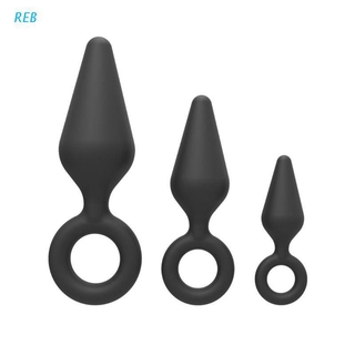REB 3pcs Silicone Plug Adult Sex Toys Manual Butt Clitoral Stimulator Trainer for Women Men