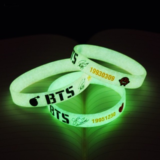 Bt KPOP BTS Bangtan Boys Luminous Wristband Cartoon Pattern Soft Silicone Bracelet