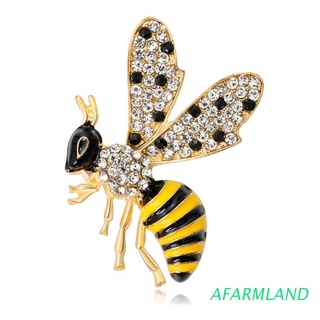 afarmland insecto abeja broche pines joyería mujeres diamantes de imitación regalos esmalte decoración de moda