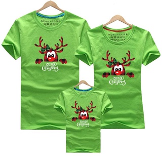 Familia de navidad coincidencia de ropa madre de manga corta camisetas elfo Santa Claus reno alce impresión camisetas rojo pijamas Top