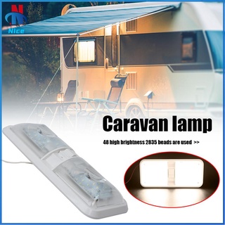 Nice_new^12v 48 LED RV barco luz de techo con interruptor de la lámpara de domo para caravanas marinas Camper