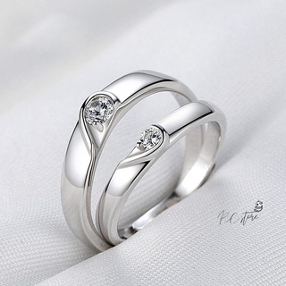 S925 Anillo de plata Anillo de promesa Pareja Corazón ajustable Un par Hombres y mujeres Uno de los anillos