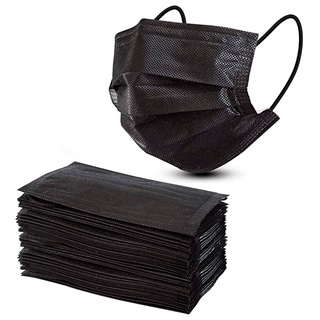 50 Cubrebocas Negro Plisado Tricapa Termosellado Oferta Pack (3)