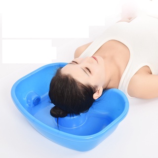 estable cama champú lavabo champú bandeja práctico para lavar el cabello mesita de noche azul