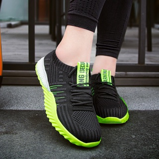 Listo Stock ⭐2021 hombres mujeres zapatos para correr cojín de aire atlético zapatillas de deporte caminar transpirable deporte con cordones plataforma Casual