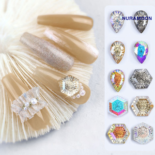 Nuramoon perlas de uñas coloridas elegantes decorativas de agua gota de agua diamantes de imitación para las mujeres