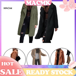 <MACmk> Abrigo de mujer de Color puro solapa larga abrigo de un solo pecho para la oficina