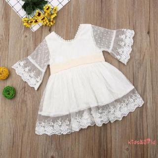 ^^-hermosa Vestido De encaje blanco De Princesa De niñas (4)