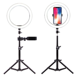 gd [listo stock] 10" selfie anillo de luz con trípode de rotación soporte para smartphone transmisión en vivo/maquillaje regulable led belleza ringlight