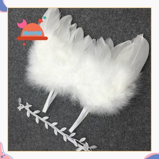 do 2 unids/set pluma ángel alas + forma de hoja diadema bebé fotografía accesorios
