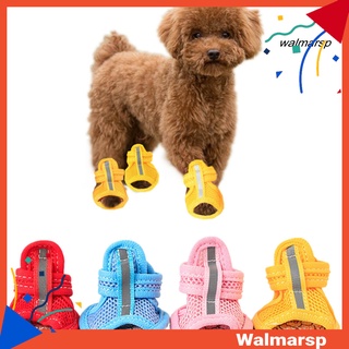 [Wmp] 4 piezas zapatos para mascotas de Color sólido antideslizante suela de goma sandalias de perro zapatos para exteriores