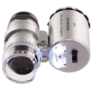 Mini Lupa 60X Microscopio UV Joyero Loupe Detector De Divisas Con Luz LED