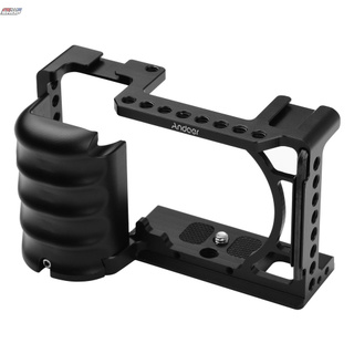 RC Andeor Video Camera Cage Rig Cold Shoe Mount Universal 1/4 3/8 Threaded Holes with Wrench Replacement for Sony A6000 A6100 A6300 A6400 A6500 A6600 DSLR
