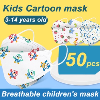 50pcs KF94: máscara para niños, diseño de dibujos animados, 4 capas, KN95, máscara facial para niños, máscara protectora 3D, máscara facial para niños, tata01