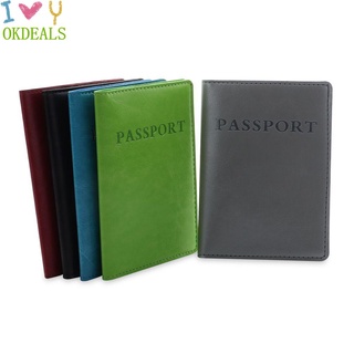 OKDEALS mujeres pasaporte caso Unisex cartera pasaporte cubierta hombres moda suministros de viaje cuero PU titular de la tarjeta de identificación/Multicolor