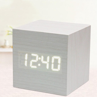 Digital de madera LED despertador de madera Retro resplandor reloj de escritorio mesa J3J9 (3)