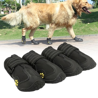 QIUSIN 4Pcs goma al aire libre impermeable botas de perro antideslizante zapatos de cachorro suministros para mascotas (1)
