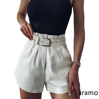 ✬Kc☏Mujer verano suelto pantalones cortos con cintura moda Color sólido cintura alta Casual pantalones cortos