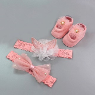 3 unids/set baby diadema+calcetines lindo corona arcos bebé niña diademas accesorios para el cabello (6)