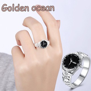 creativo reloj de lujo en forma de pareja anillos de moda joyería de boda anillo de dedo para mujeres hombres amantes