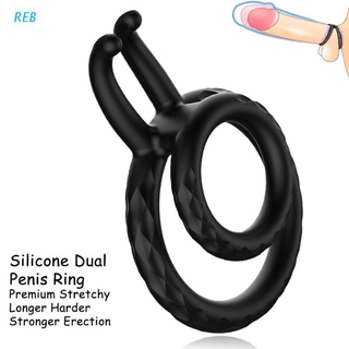 REB Liquid Silicone Double Rings Lock Fine Ring Penile Longer Harder Stronger Training Props Stretchy Cock Rings Adult Game Sex Toy for Men