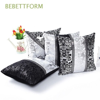 BEBETTFORM Nuevo Funda de sofa Suave Cojin cuadrado Funda de almohada Amor Moda Ropa de cama de algodón Inicio Decoracion Negro plata floral