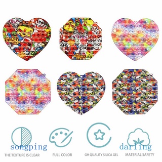 Songping Push Pop Bubble Toy Sensory Fidget Pop It Bubble Unicorn Rainbow Square Heart Hexagon Round Oval Octagon Autism
