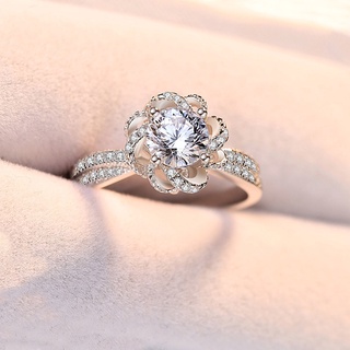 Anillo de plata de ley 925 para mujer, anillo de diamante simple, joyería de moda / joyería de moda para mujer, anillo de gema simple