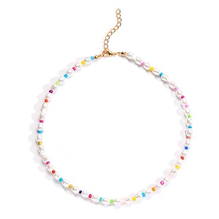 fancyqube collar gargantilla con cuentas de cuentas de moda para mujeres bohemio colorido hecho a mano corto margarita collar de perlas joyería (2)
