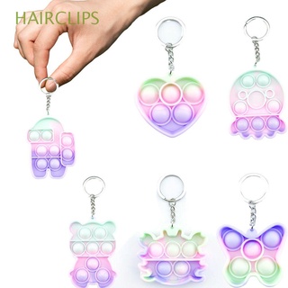 HAIRCLIPS Silicone Keychain Funny Pop It Fidget Toys Ice Cream Color Among Us for Kids Adult Stress Relief Autism Educational Toy Push Bubble Sensory Toy