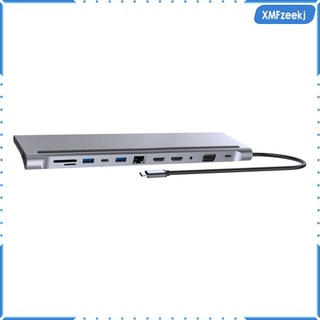 [XMFZEEKJ] Hub USB C a Adaptador HDMI, Hub 12 en 1 Tipo C a HDMI Dual 4k,2 puertos USB 3,0, puertos VGA, entrega de energa 87W,
