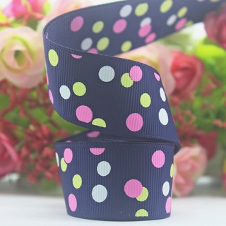 (5 meters/lot) 1""(25mm) Polka dot printed ribbon Gift DIY Ribbons (5)