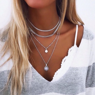BENE collares con colgante de gema multicapa de plata para mujer Simple personalizado accesorios de joyería regalos de aniversario