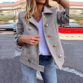 hunan1.mx elegante cárdigan abrigo de manga larga Chamarra de punto de doble botonadura prendas de abrigo (2)